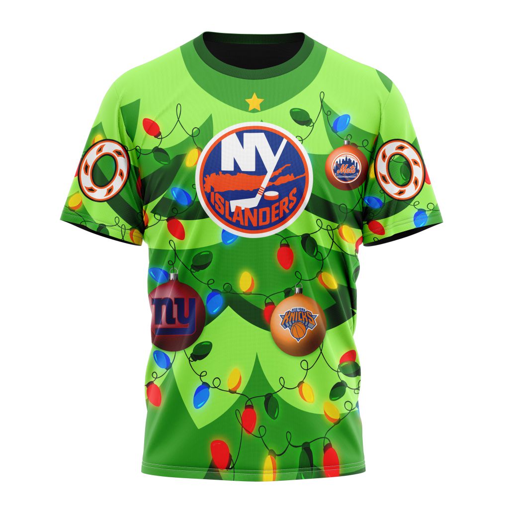 New York Islanders Specialized Unisex Kits With Unisex Kits With Christmass Tree Color And City's Sport Teams Personalized Name And Number T-Shirt Oregontrailrvpk Shirt