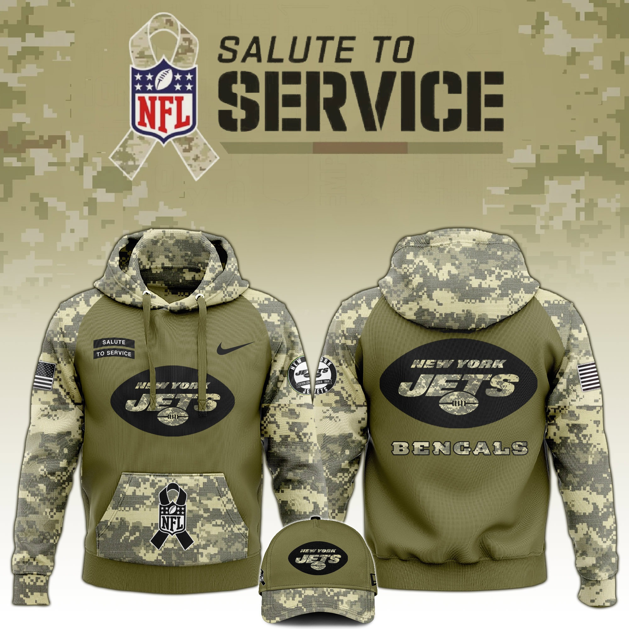 New York Jets Salute to Service Club Limited Edition Camo Hoodie Best NY Jets Merch