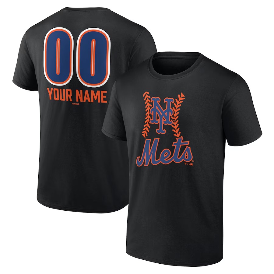 New York Mets Black Personalized Name & Number Fastball T-Shirt Baseball Coach Gift Ideas Oregontrailrvpk Shirt