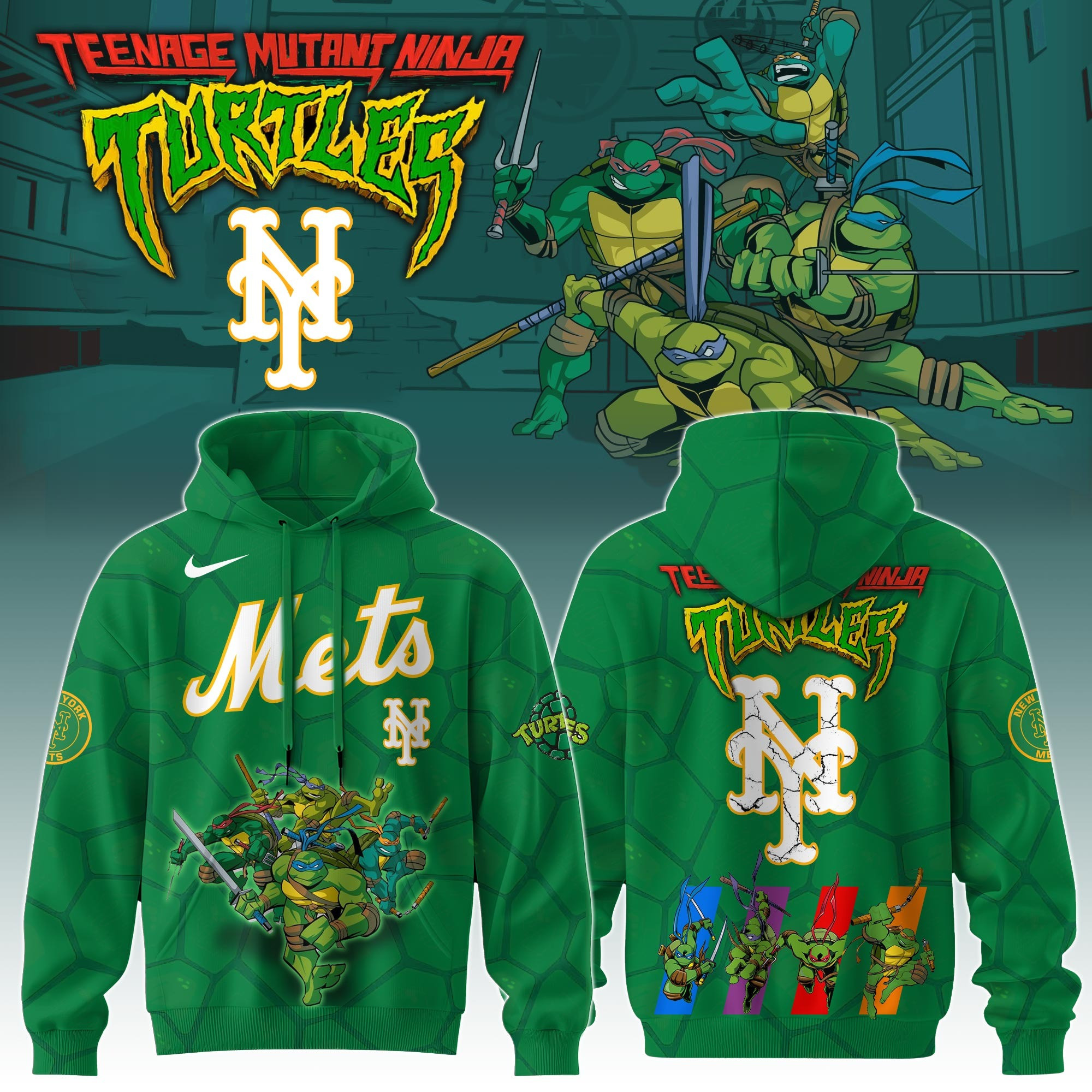 New York Mets MLB X Ninja Turtles Hoodie Baseball Ninja Turtles Lovers
