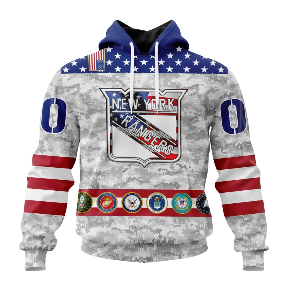 New York Rangers Armed Forces Appreciation All Over Print Hoodie Style 44701