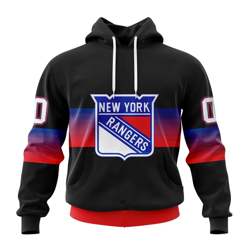 New York Rangers Special Black And Gradient Design All Over Print Hoodie Style 36543