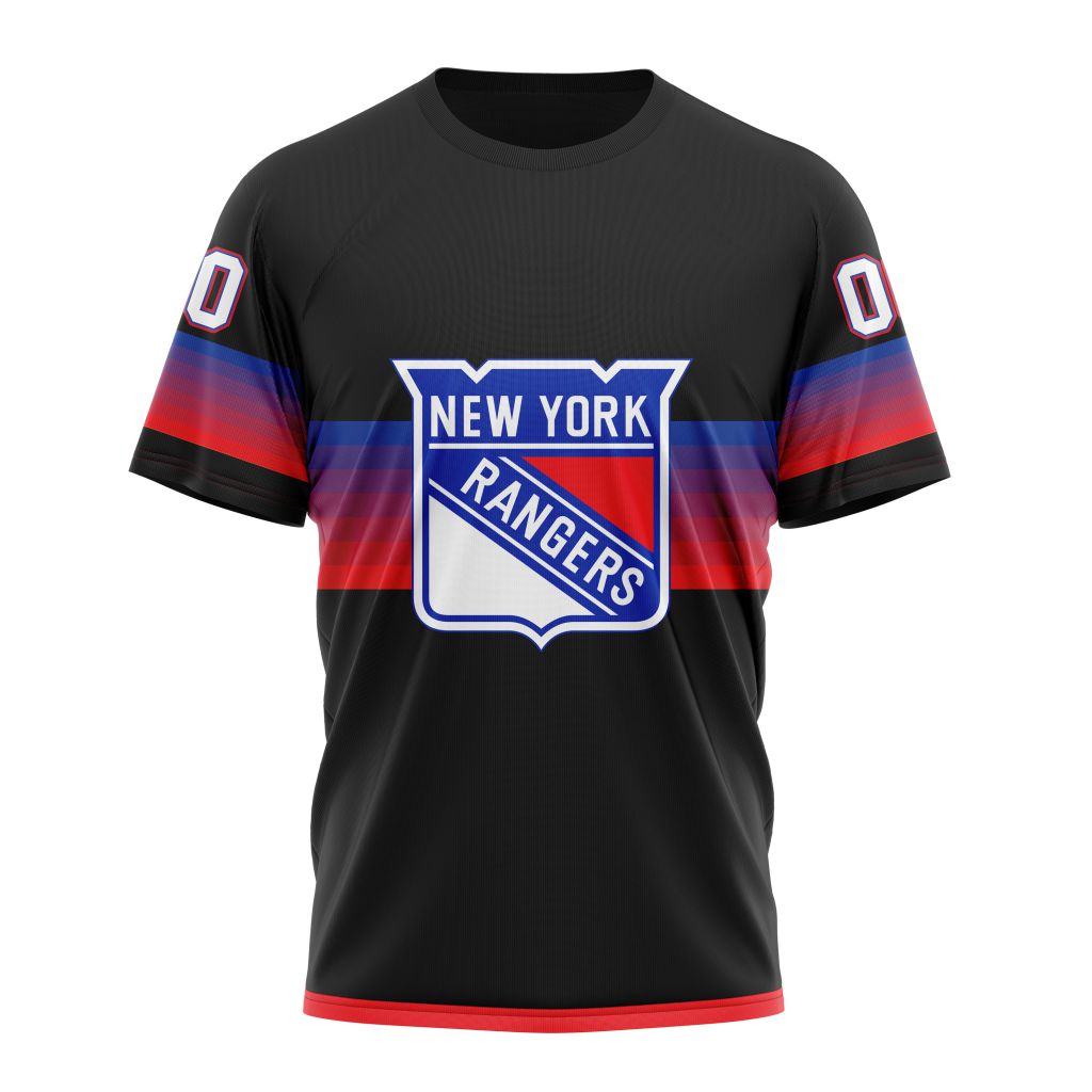 New York Rangers Special Black And Gradient Design Personalized Name And Number T-Shirt Oregontrailrvpk Shirt