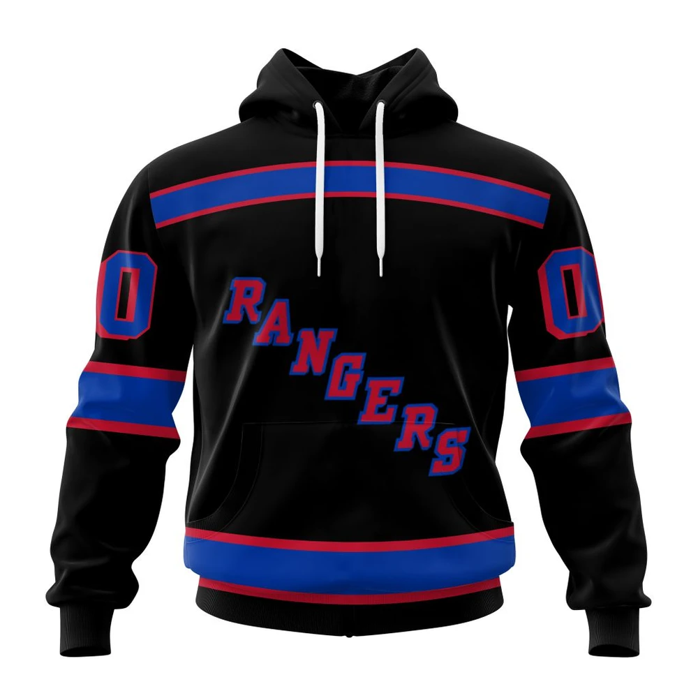 New York Rangers Special Blackout Design All Over Print Hoodie Style 91084