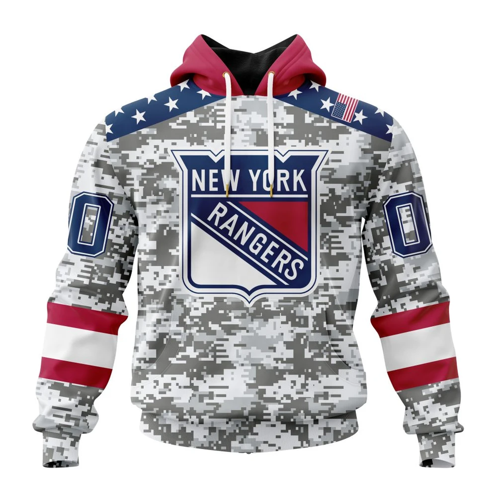 New York Rangers Special Camo Design For Veterans Day All Over Print Hoodie Style 87446