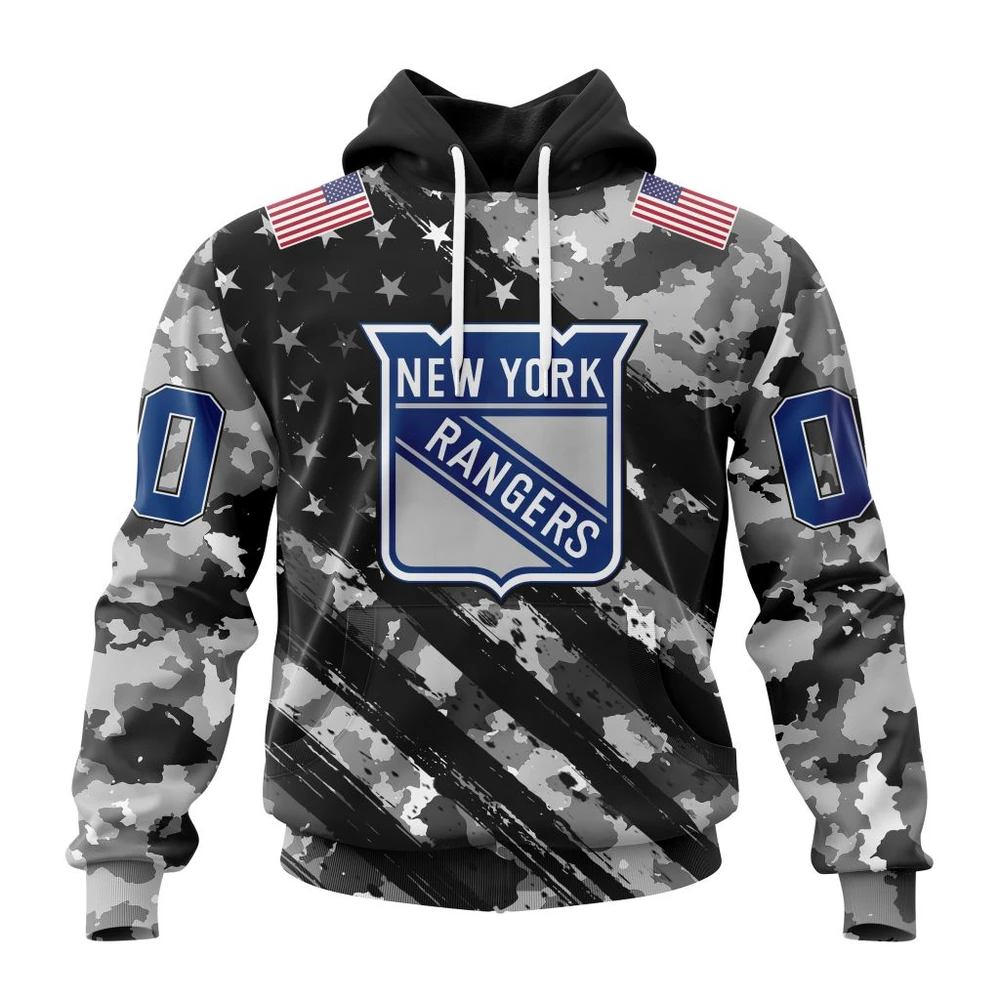 New York Rangers Special Camo Military Design All Over Print Hoodie Style 31781