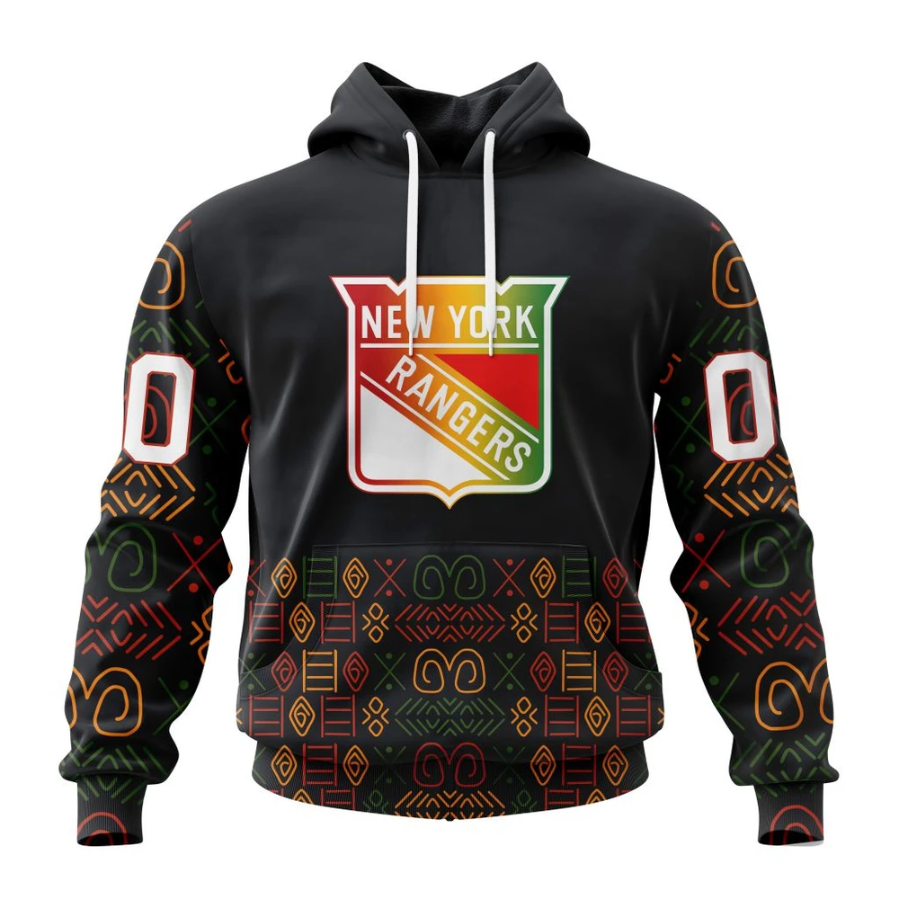 New York Rangers Special Design For Black History Month All Over Print Hoodie Style 71445