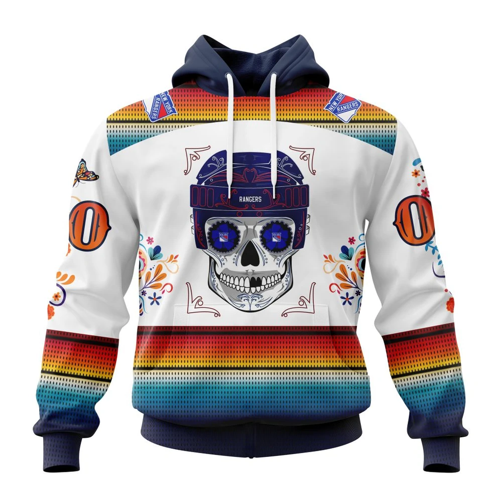 New York Rangers Special Design For Dia De Los Muertos All Over Print Hoodie Style 78491