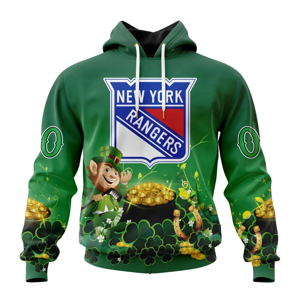New York Rangers Special Design For St. Patrick Day All Over Print Hoodie Style 29658