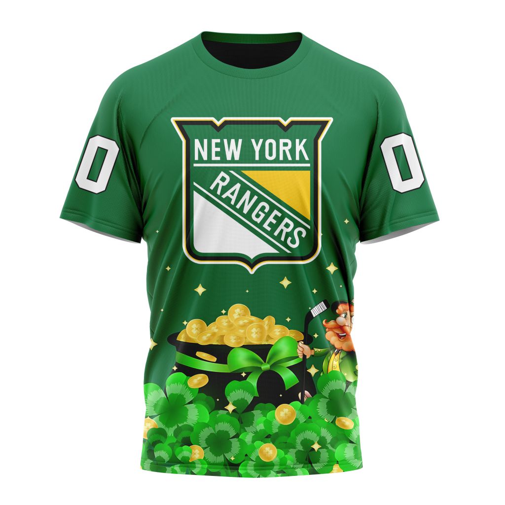 New York Rangers Special Design For St.Patrick's Day Personalized Name And Number T-Shirt Oregontrailrvpk Shirt