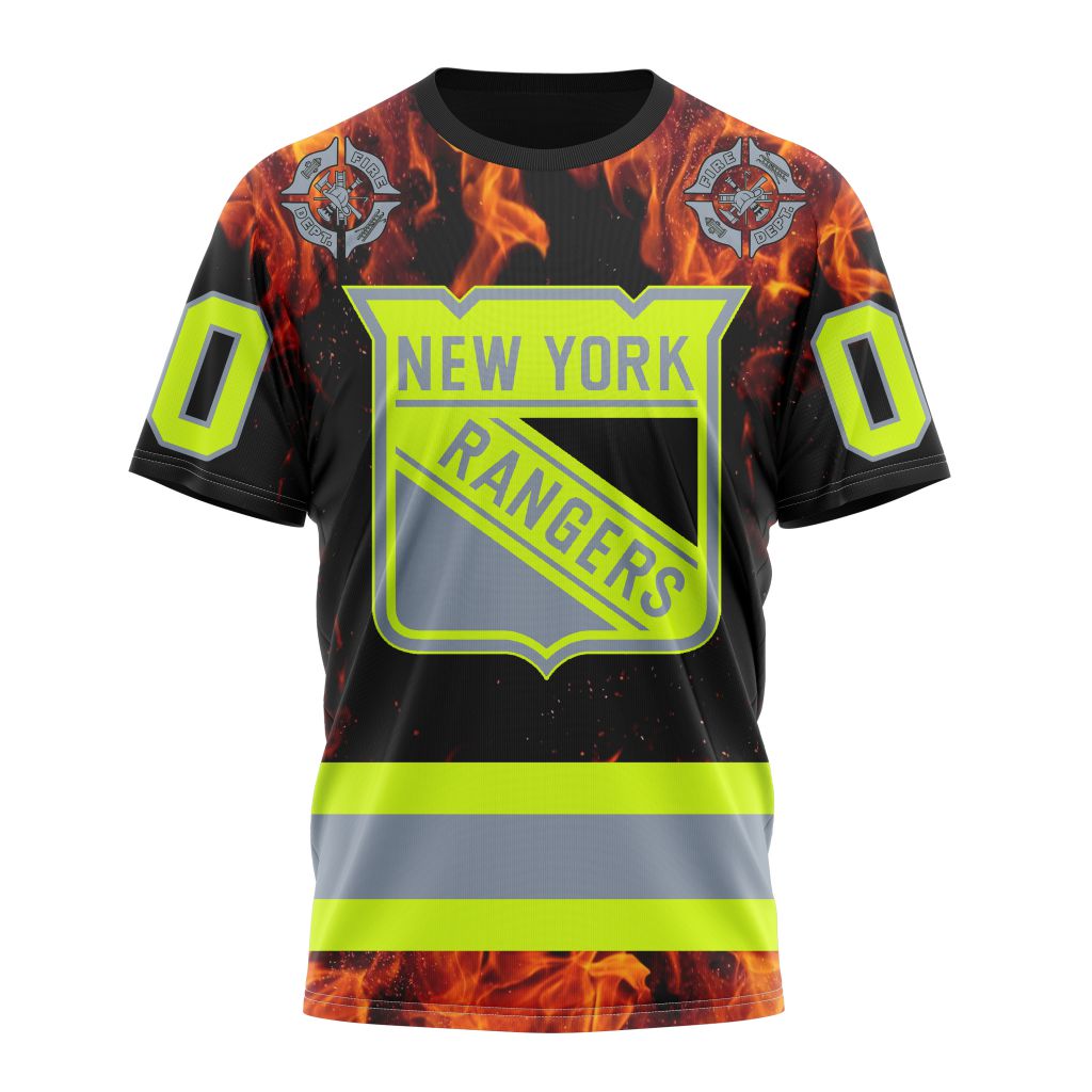 New York Rangers Special Design Honoring Firefighters 01 Personalized Name And Number T-Shirt Oregontrailrvpk Shirt