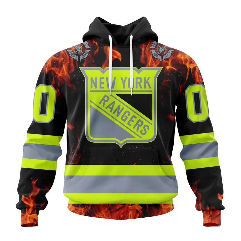 New York Rangers Special Design Honoring Firefighters All Over Print Hoodie Style 78451