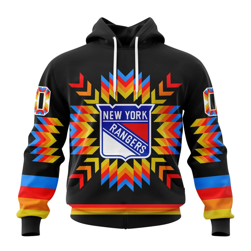 New York Rangers Special Design With Native Pattern All Over Print Hoodie Style 45715