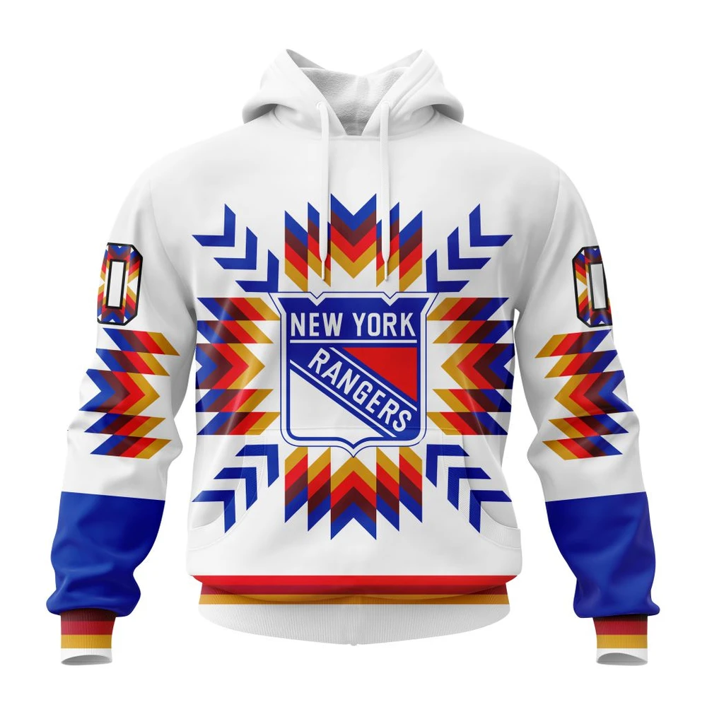 New York Rangers Special Design With Native Pattern All Over Print Hoodie Style 87680