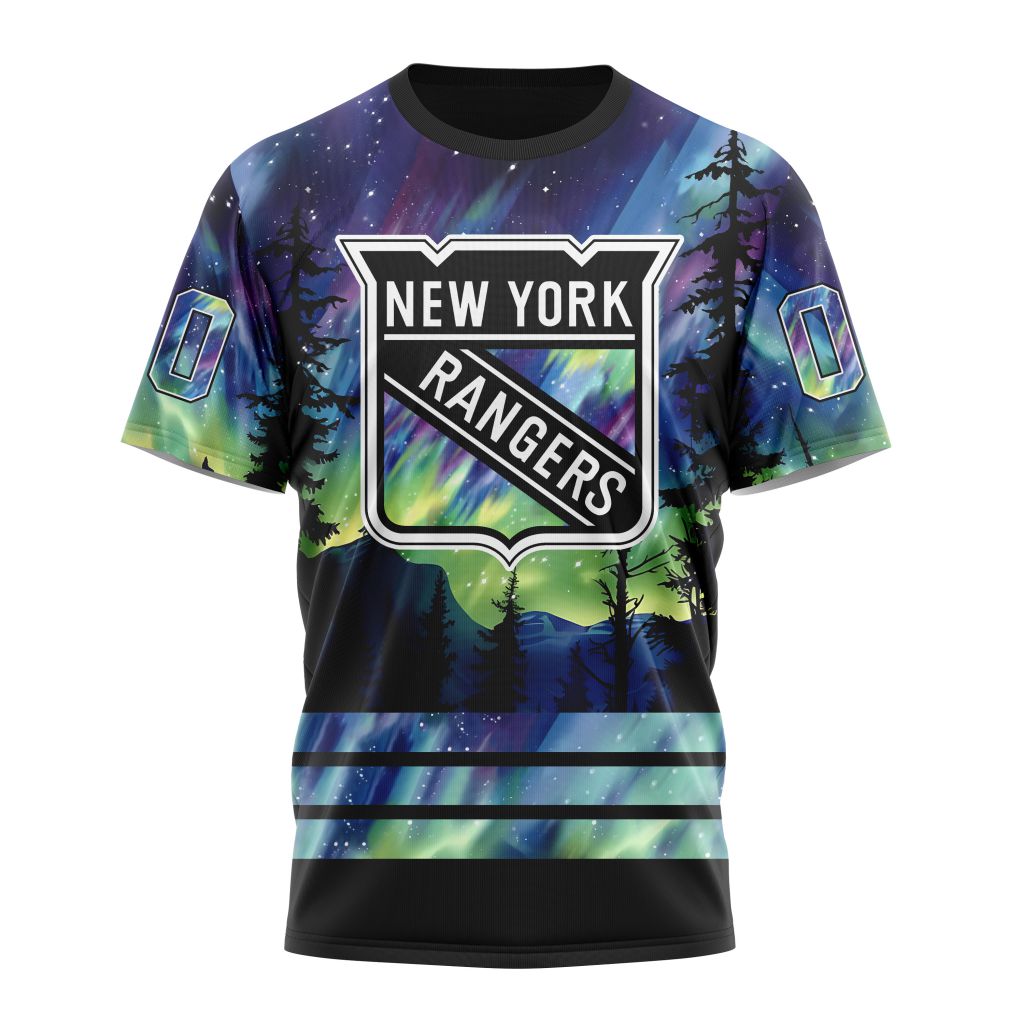 New York Rangers Special Design With Northern Lights 01 Personalized Name And Number T-Shirt Oregontrailrvpk Shirt