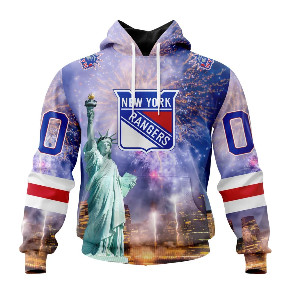 New York Rangers Special Design With The Statue Of Liberty All Over Print Hoodie Style 12450