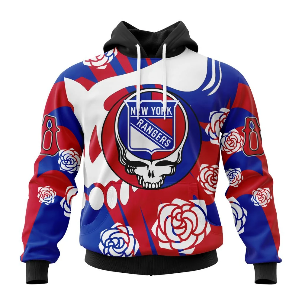New York Rangers Special Grateful Dead Design All Over Print Hoodie Style 30548