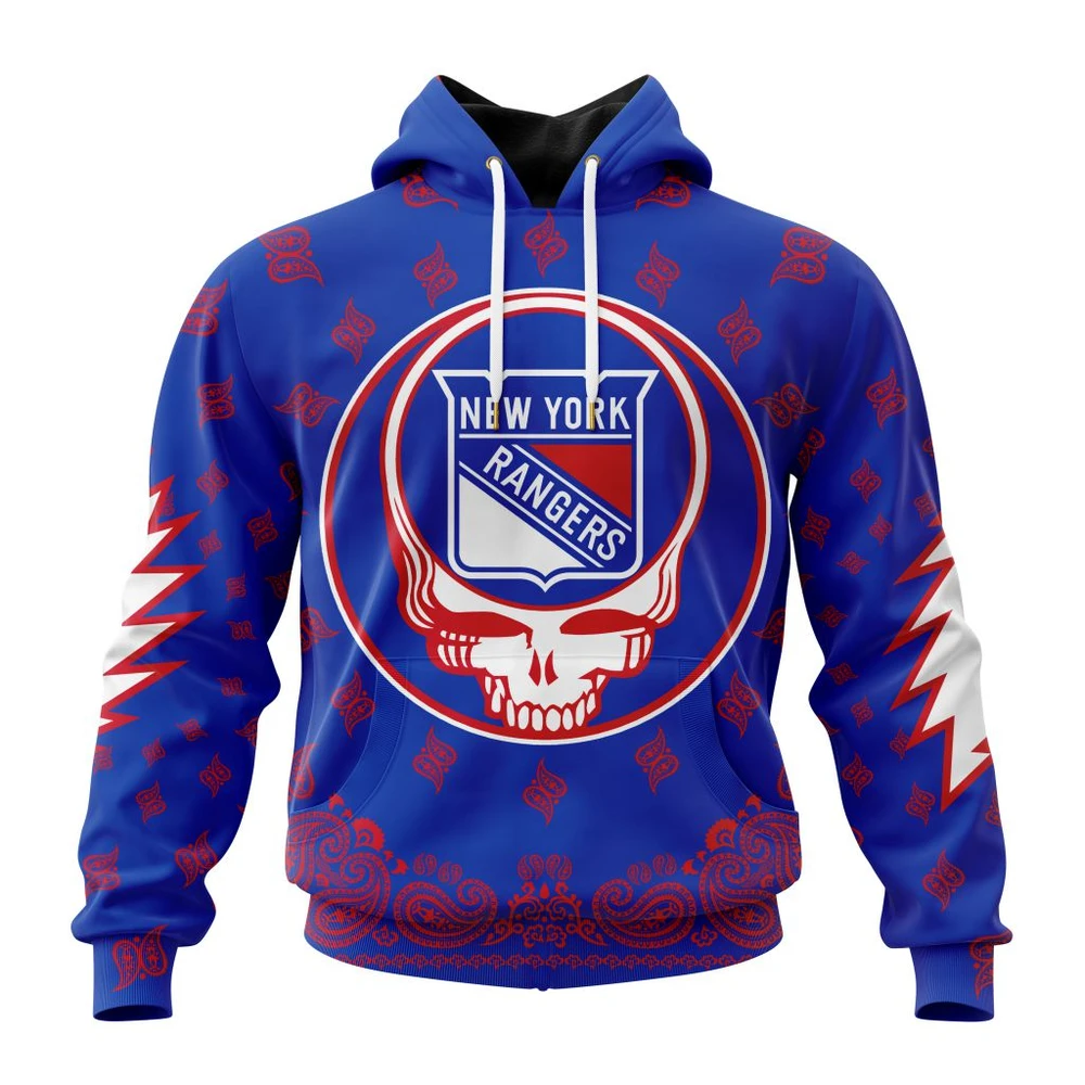 New York Rangers Special Grateful Dead Design All Over Print Hoodie Style 68686