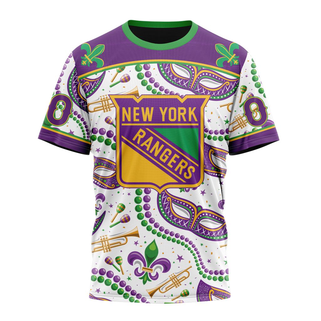 New York Rangers Special Mardi Gras Design 01 Personalized Name And Number T-Shirt Oregontrailrvpk Shirt