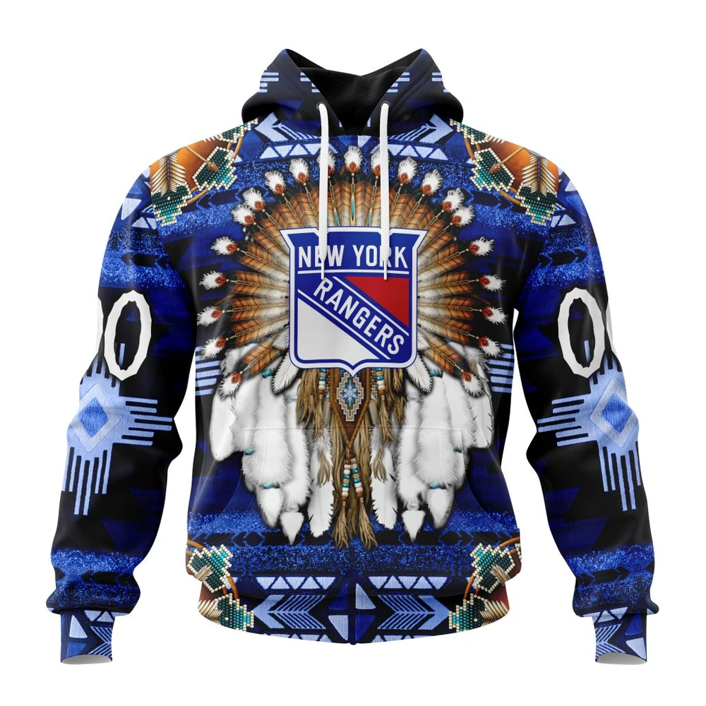 New York Rangers Special Native Costume Design All Over Print Hoodie Style 84360