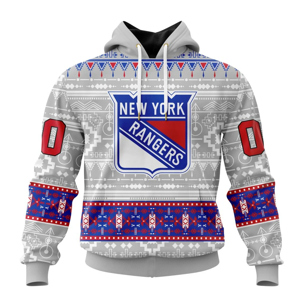 New York Rangers Special Native Design All Over Print Hoodie Style 48766