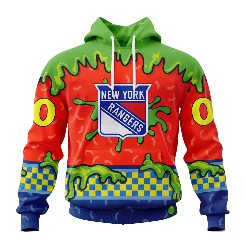 New York Rangers Special Nickelodeon Design All Over Print Hoodie Style 22775