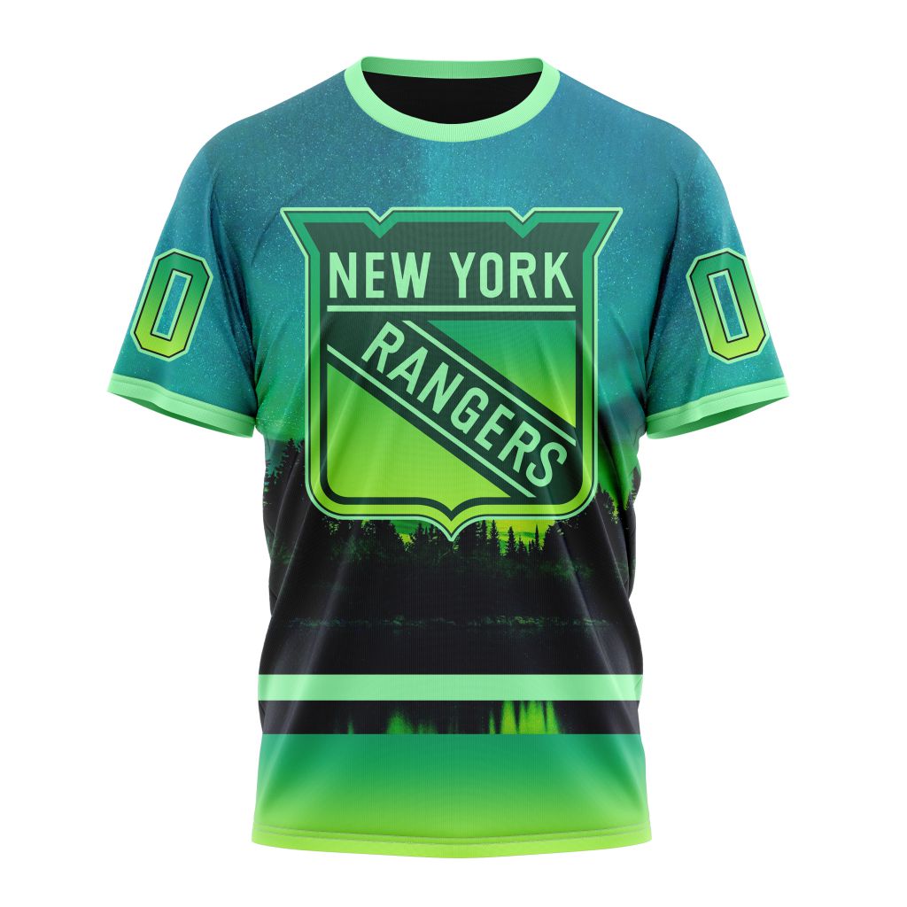 New York Rangers Special Northern Light Design Personalized Name And Number T-Shirt Oregontrailrvpk Shirt