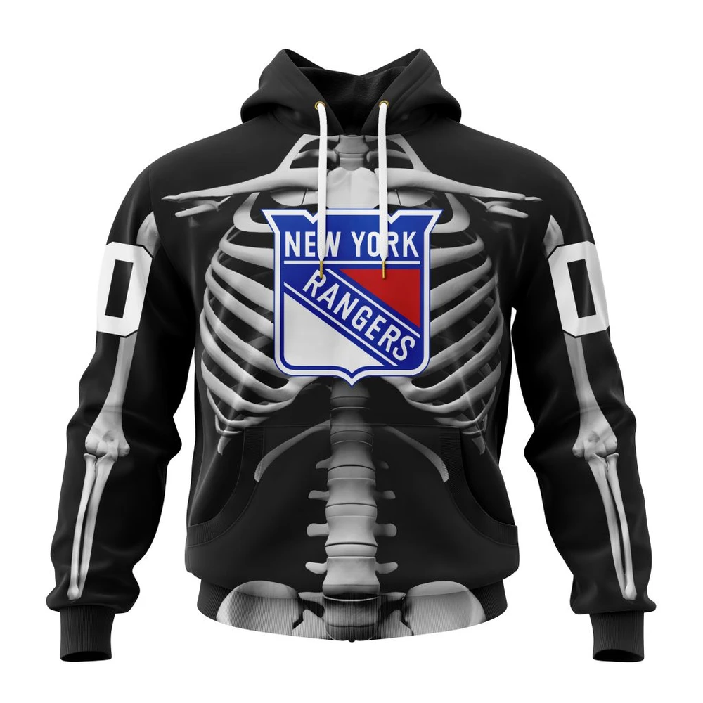 New York Rangers Special Skeleton Costume For Halloween All Over Print Hoodie Style 74787