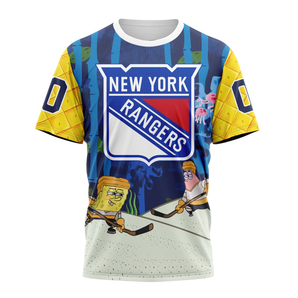 New York Rangers Special SpongeBob SquarePants Design 01 Personalized Name And Number T-Shirt Oregontrailrvpk Shirt