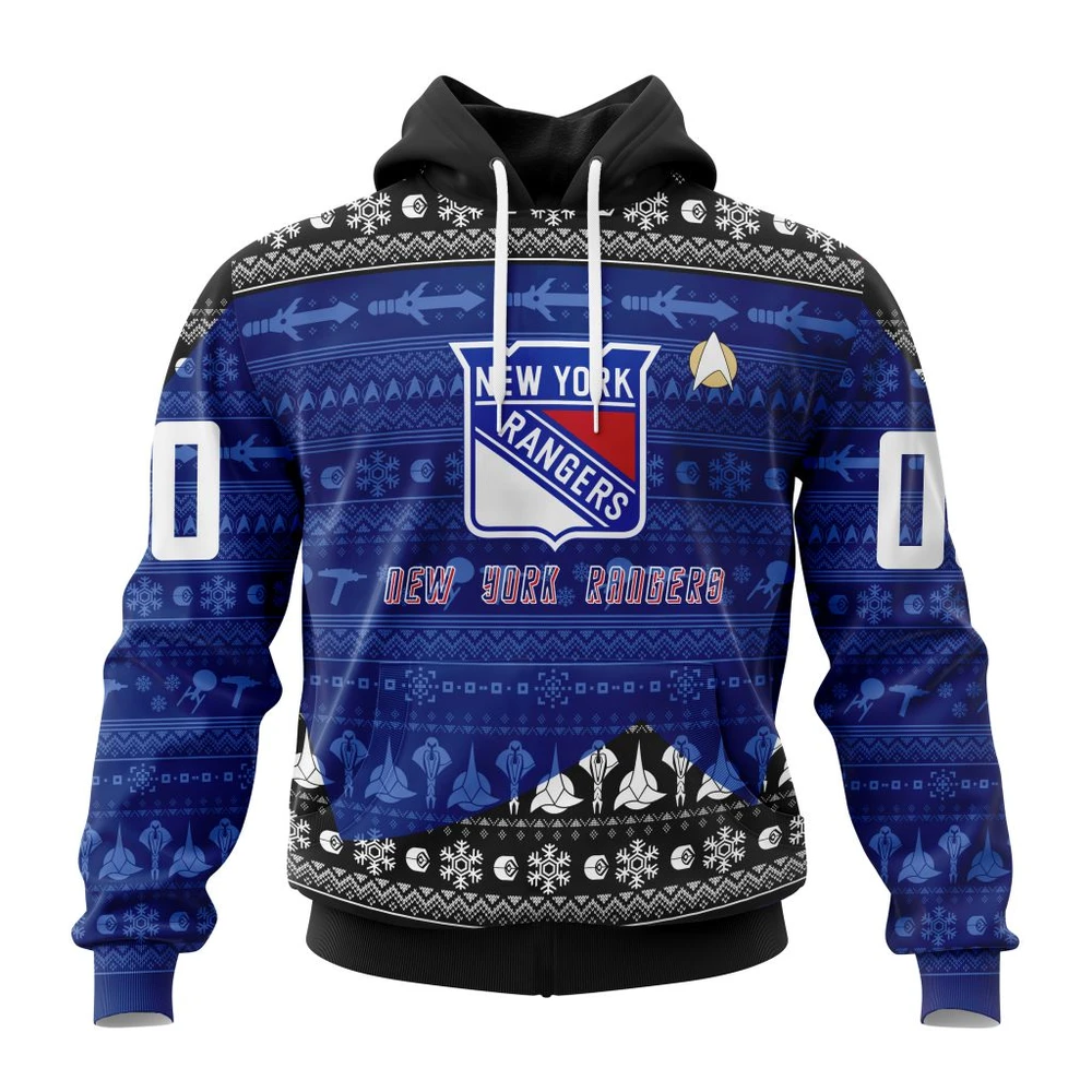New York Rangers Special Star Trek Design All Over Print Hoodie Style 31157