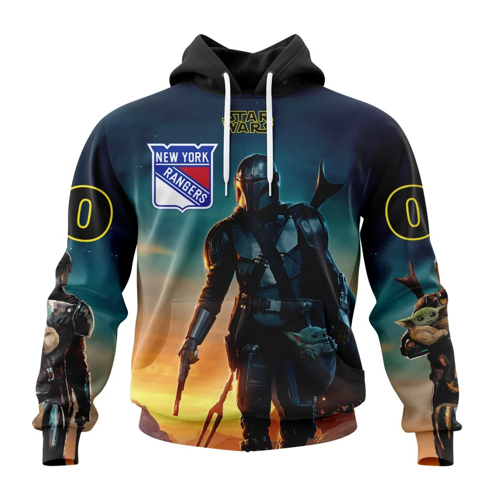 New York Rangers Special Star Wars The Mandalorian Design All Over Print Hoodie Style 80686