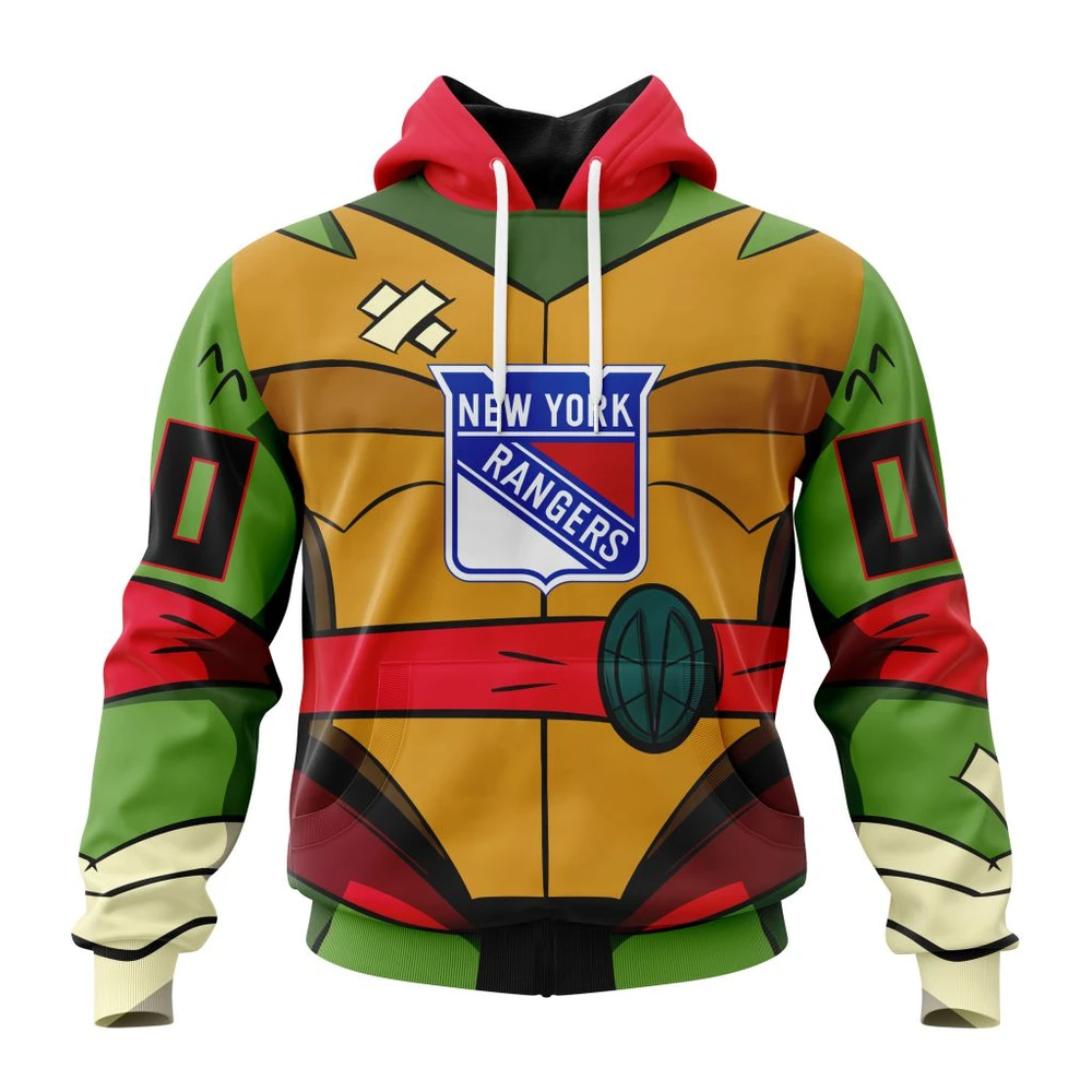 New York Rangers Special Teenage Mutant Ninja Turtles Design All Over Print Hoodie Style 87596