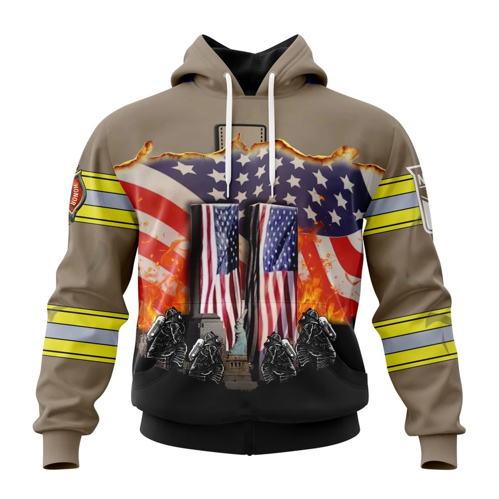 New York Rangers Specialized Concepts For Honor Patriot Day All Over Print Hoodie Style 57380