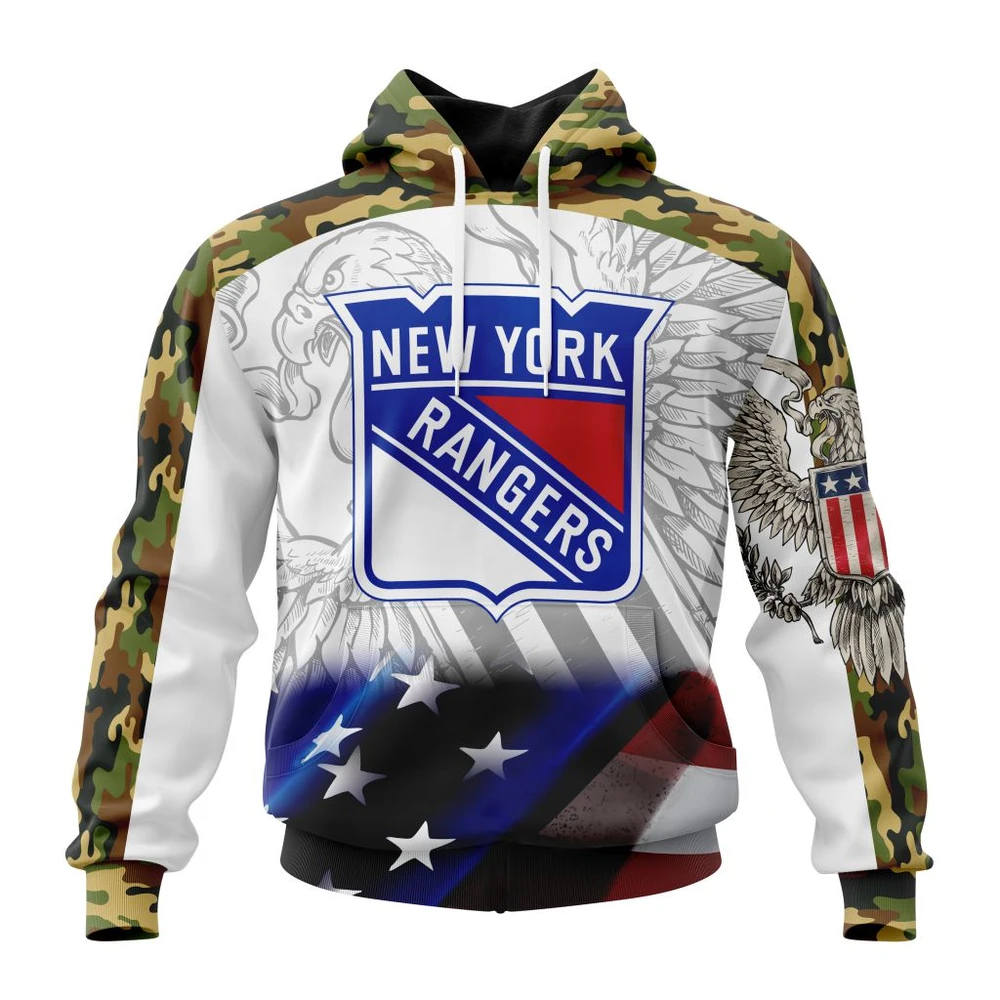 New York Rangers Specialized Design With Our America Flag And Our America Eagle All Over Print Hoodie Style 81782
