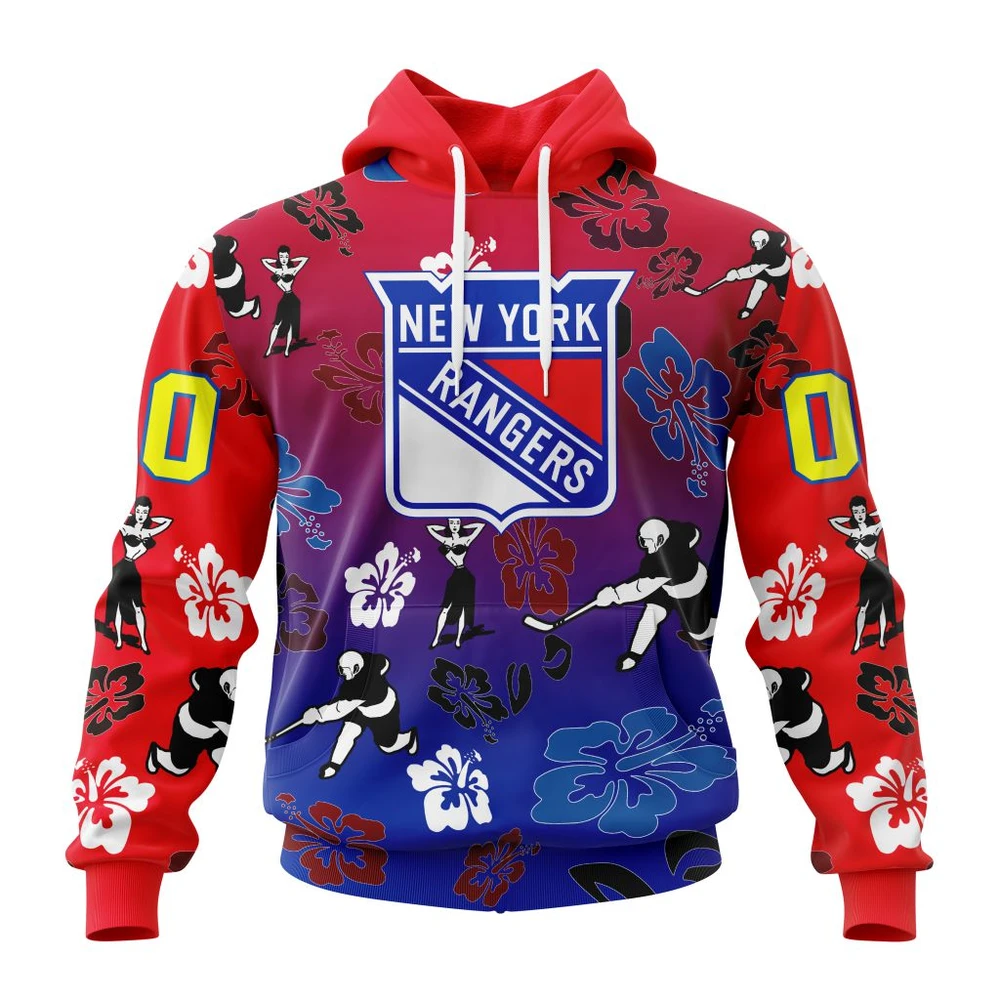 New York Rangers X Hawaii Specialized Design For Hawaiia All Over Print Hoodie Style 52974
