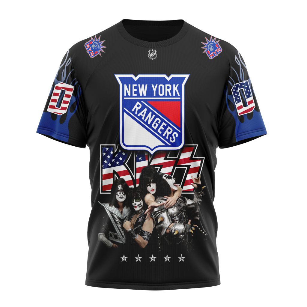 New York Rangers X Kiss Specialized Design Personalized Name And Number T-Shirt Oregontrailrvpk Shirt