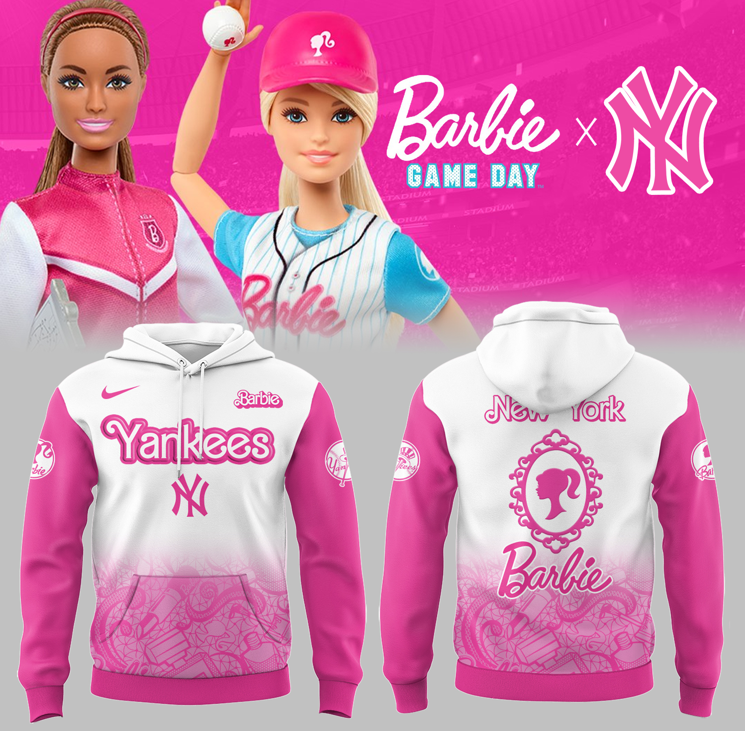 New York Yankees Baseball Barbie Night Hoodie Baseball