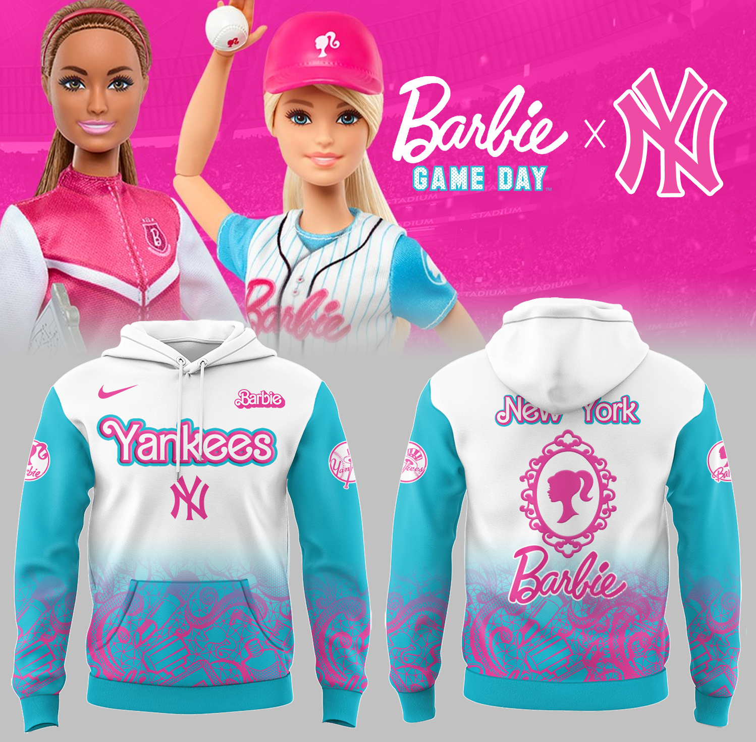 New York Yankees Baseball Barbie Night Hoodie Baseball