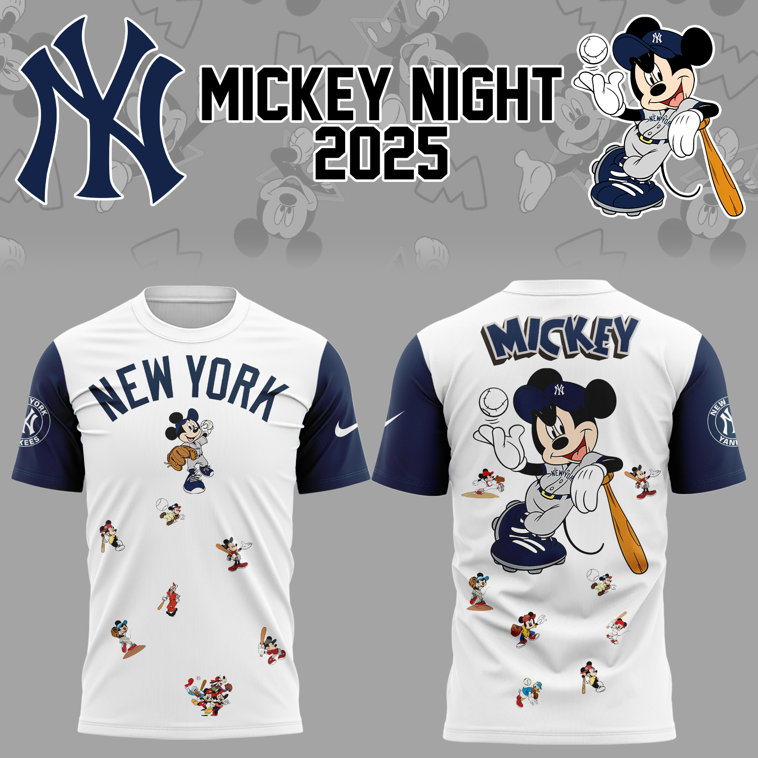 New York Yankees Baseball Mickey Night T-Shirt Oregontrailrvpk Shirt