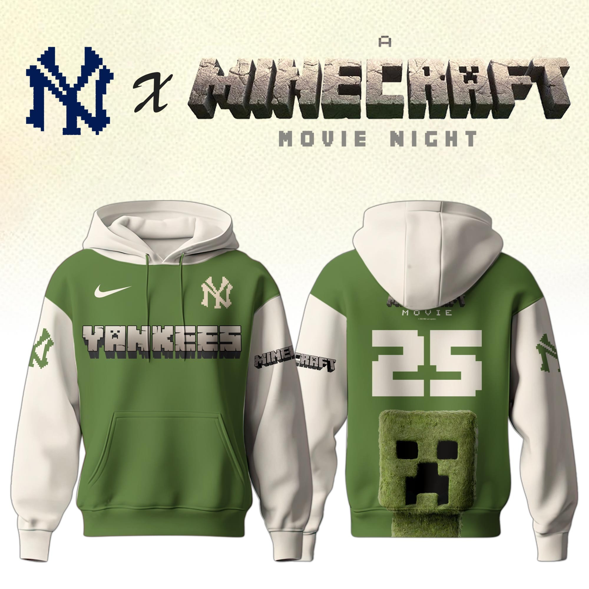 New York Yankees MLB x A MINECRAFT MOVIE Night Hoodie Unique Gifts Baseball Fans