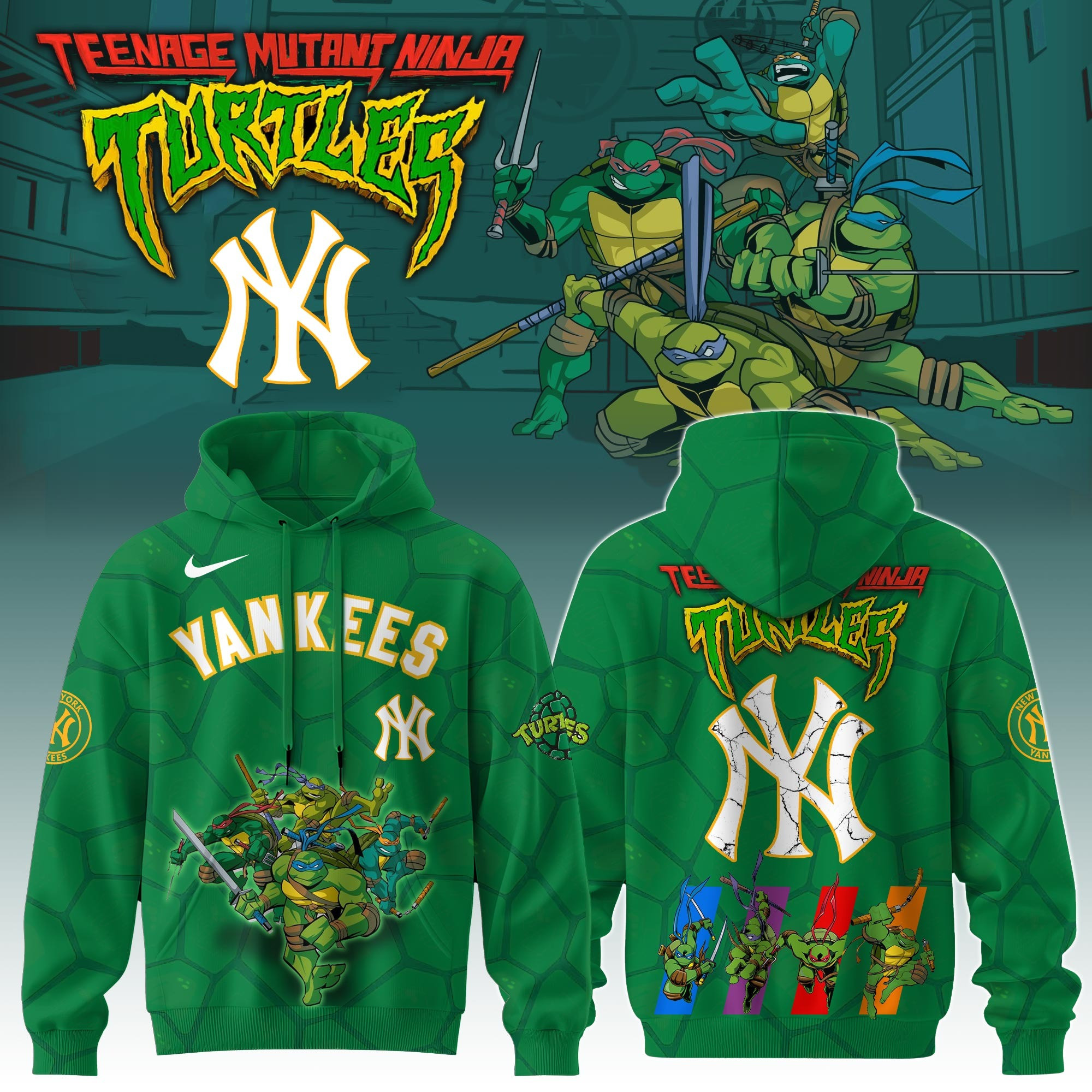 New York Yankees MLB X Ninja Turtles Hoodie Fan Baseball Ninja Turtles Lovers Gifts