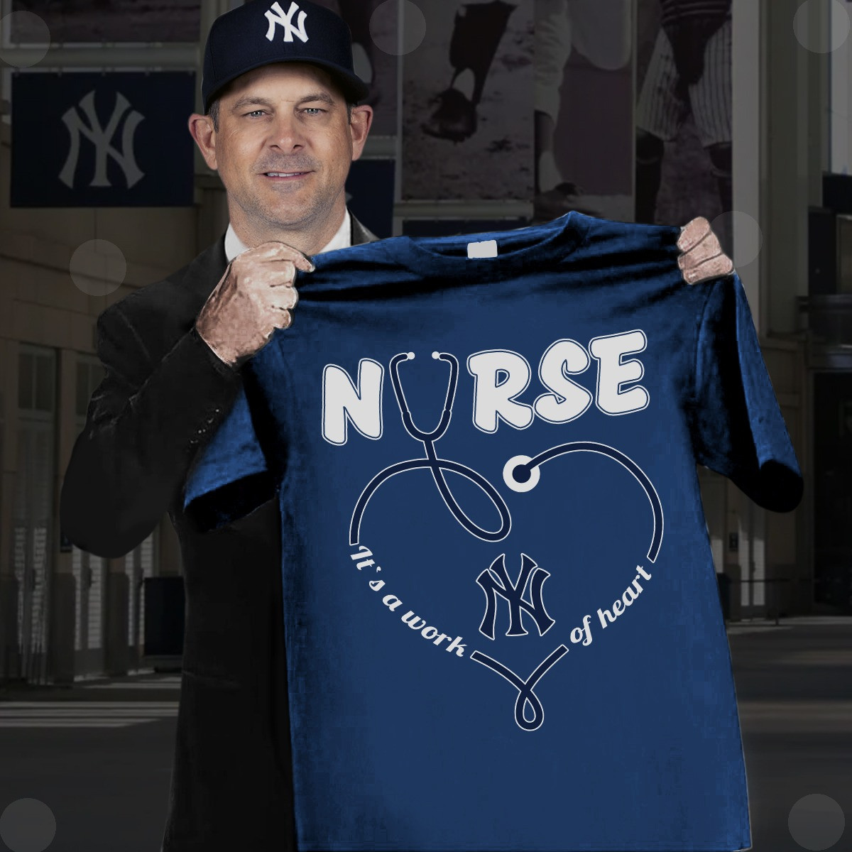 New York Yankees Nurses Night T-Shirt It's A Work Of Heart Nurses Baseball Oregontrailrvpk Shirt