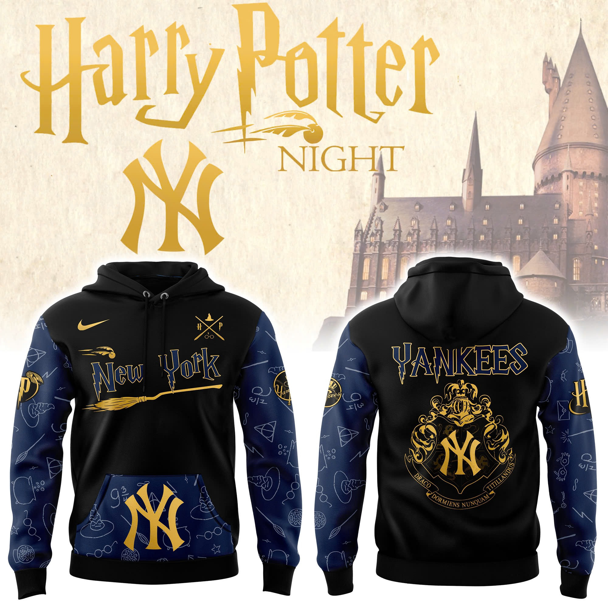 New York Yankees x Harry Potter Night Heritage Hoodie Unique