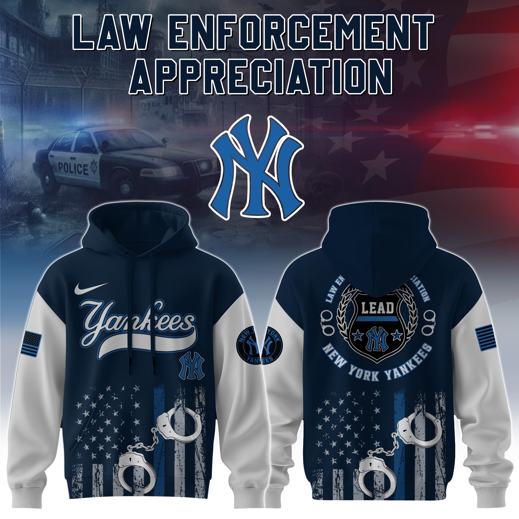 New York Yankees x Law Enforcement Appreciation Day Hoodie Gift Ideas For Baseball Players