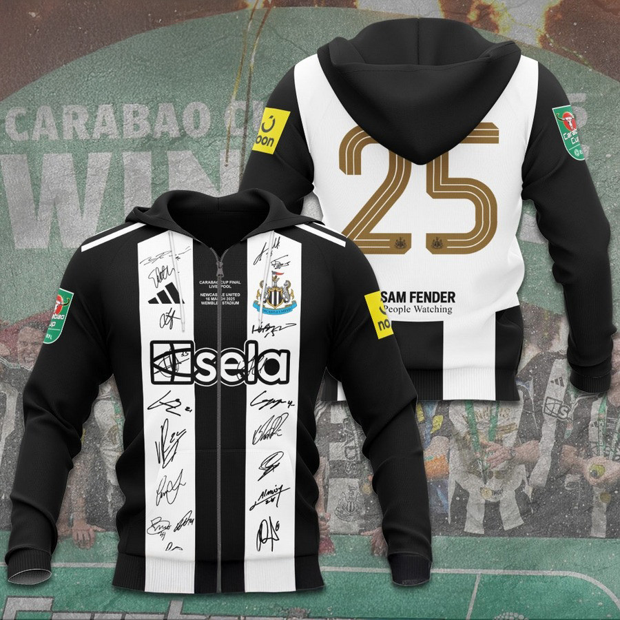 Newcastle United 2025 Carabao Cup Champions 3D Zip Hoodie Gifts For Husband