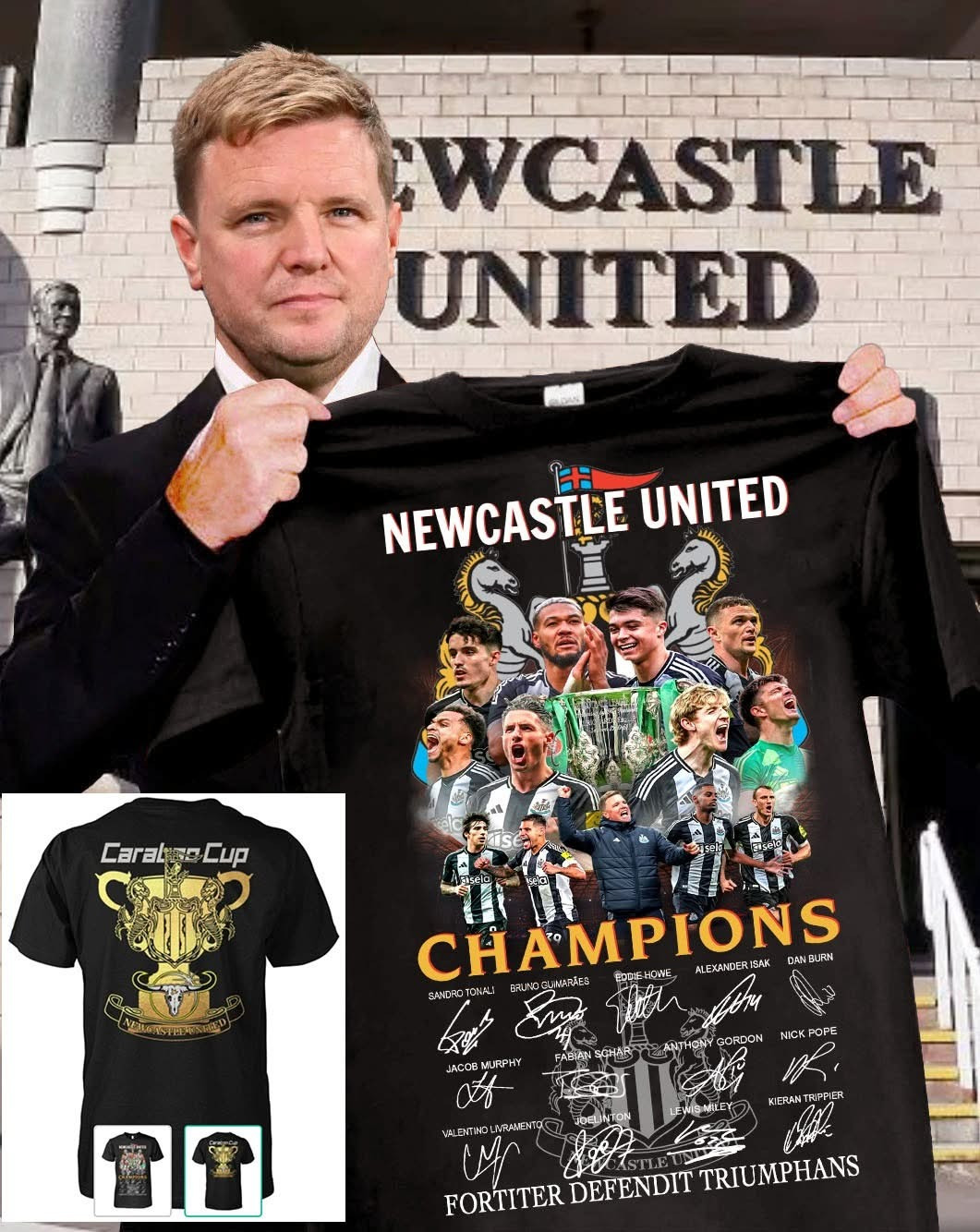 Newcastle United Champions Carabao Cup T-Shirt Fortiter Defendit Triumphans Oregontrailrvpk Shirt