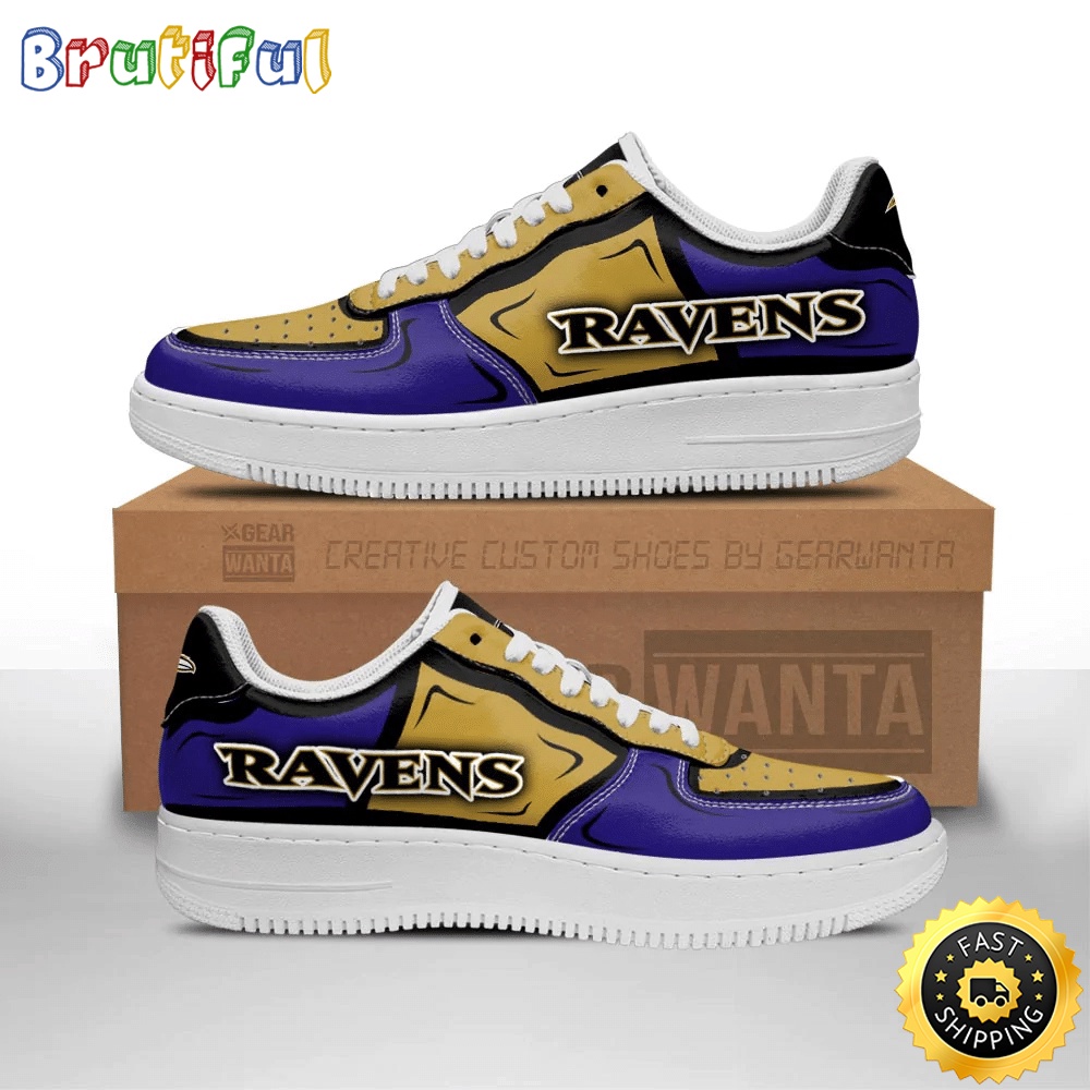 NFL Baltimore Ravens Air Force 1 Shoes Football Sports Sneaker Shoes