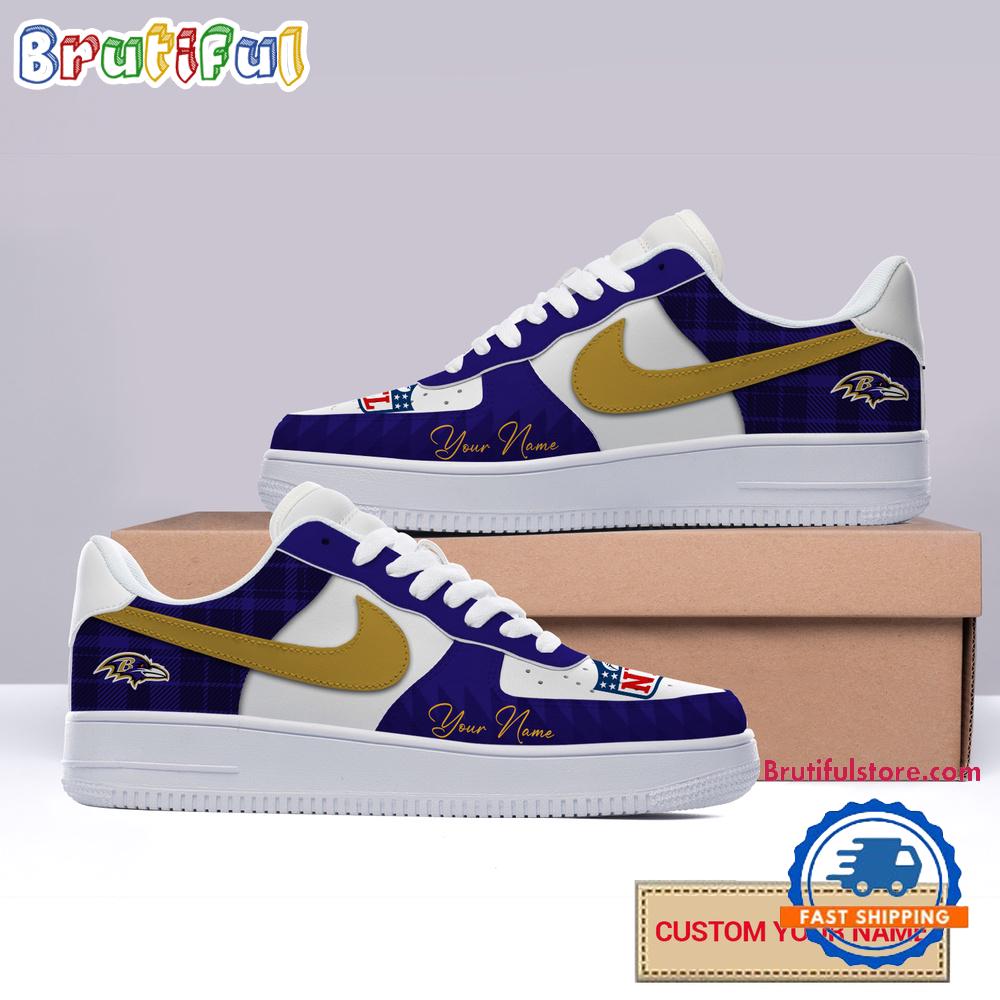 NFL Baltimore Ravens Christmas Logo Pattern Custom Air Force 1 Shoes Sneaker