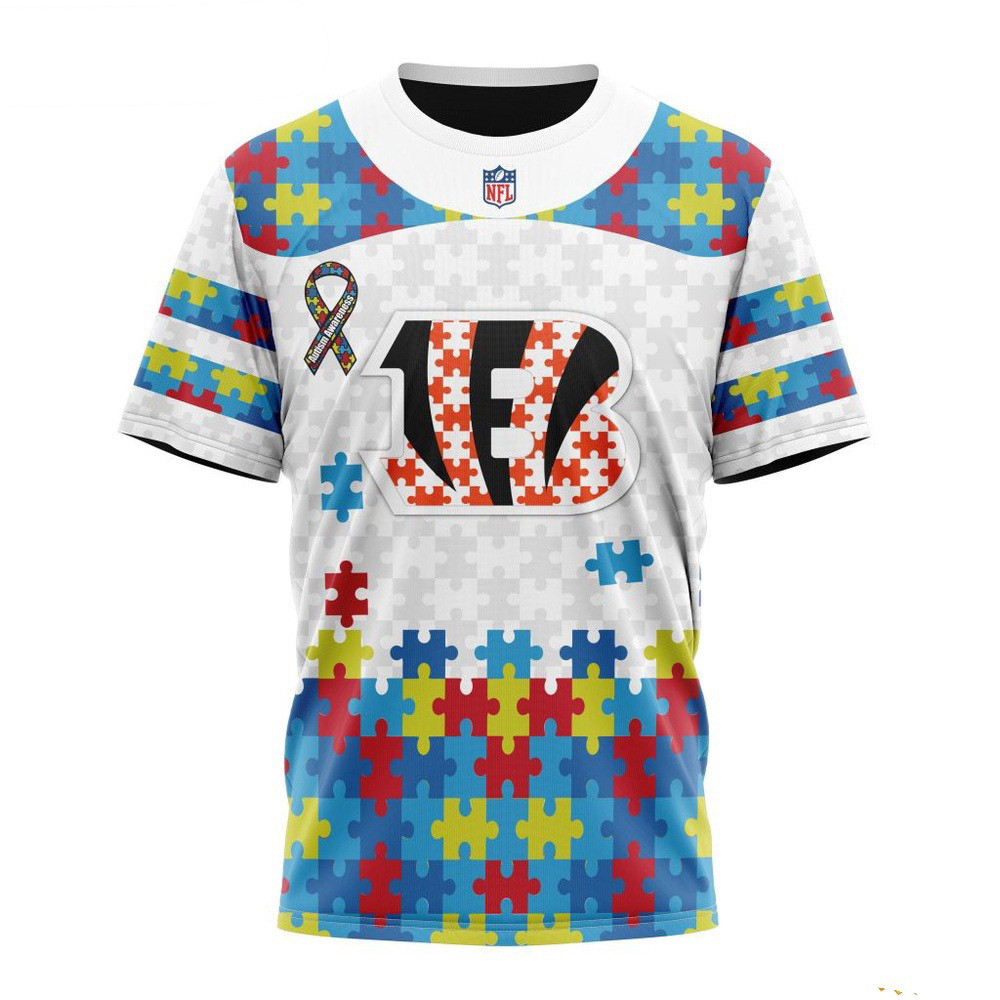 NFL Cincinnati Bengals Autism Awareness Design 3D T-Shirt For Football Fan Oregontrailrvpk Shirt