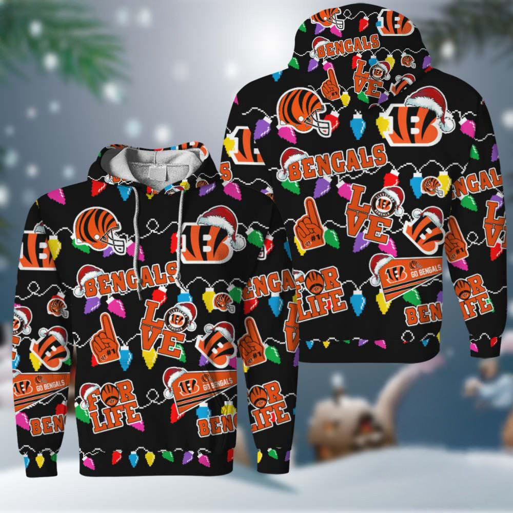 NFL Cincinnati Bengals Love For Life Football Team Merry Christmas Hoodie